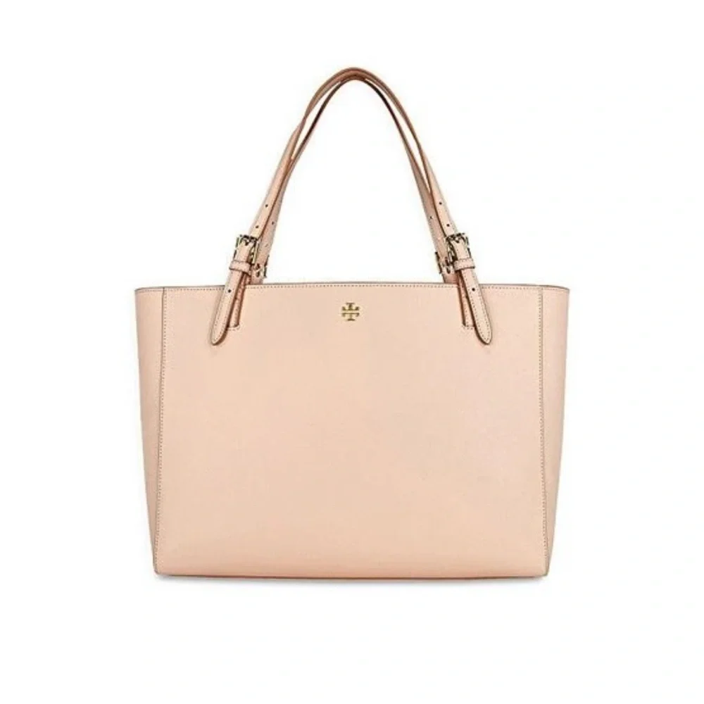 Tory Burch Blush light oak/ blush saffiano Leather large York buckle Tote